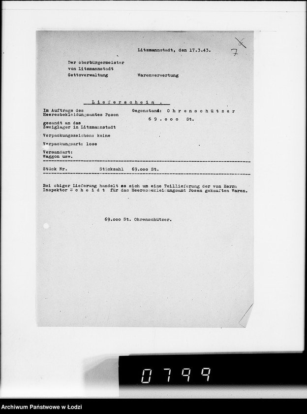 Obraz 11 z jednostki "Heeresbekleidungsamt Posen Warenverwertung an den Juden Ältesten. Textilwaren"