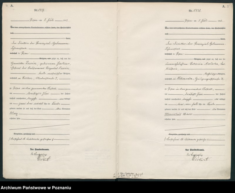 Obraz 5 z jednostki "Księga miejscowa urodzeń tom IV [Rejestr główny urodzeń]"