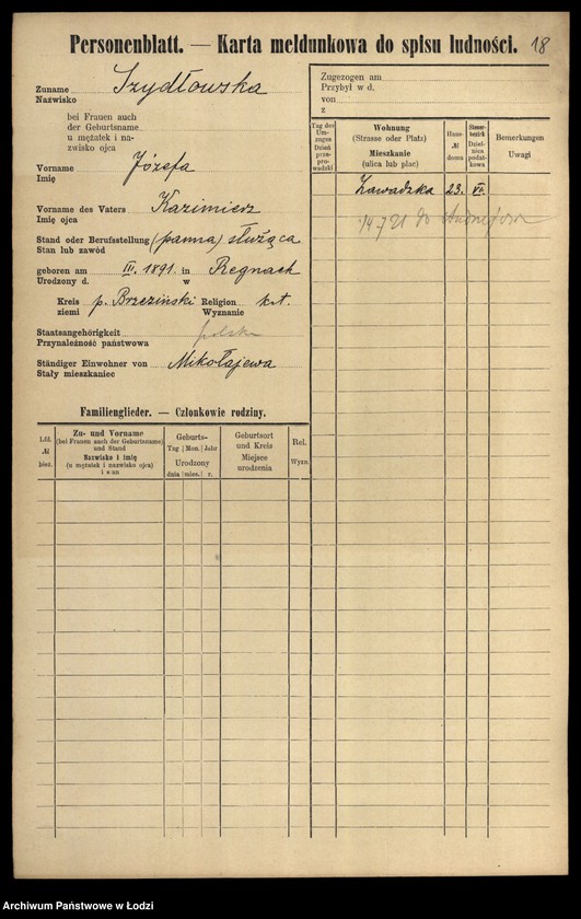 Obraz 20 z jednostki "[Spis ludności Łodzi] Szydłowska-Szymanowski"