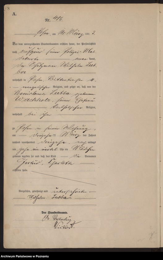 Obraz 10 z jednostki "Księga miejscowa urodzeń tom II [Rejestr główny urodzeń]"