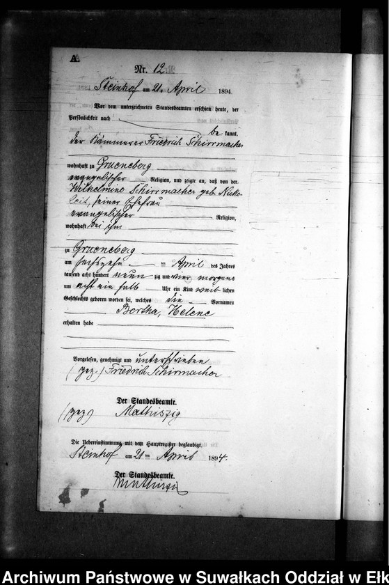 image.from.unit.number "Geburts-Neben-Register des Preussischen Standes-Amtes Gr. Strengeln Kreis Angerburg"