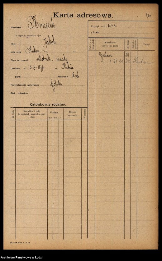 Obraz 18 z jednostki "[Spis ludności Łodzi] Kmiecik - Knittel"