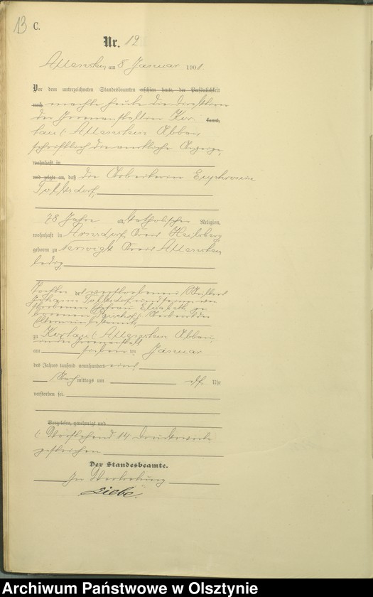 image.from.unit.number "Sterbe-Haupt-Register Tom I,Nr 1 - 399"