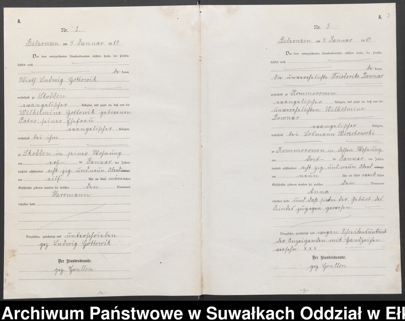 image.from.unit.number "[Geburts-Neben-Register des Königlichen Preussischen Standes-Amtes Belzonzen Kreis Johannisburg]"