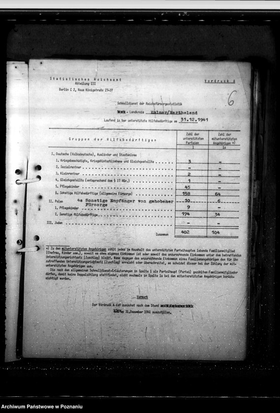 Obraz 10 z jednostki "Schnelldienst der Reichsfürsorgestatistik Regierungsbezirk Posen"