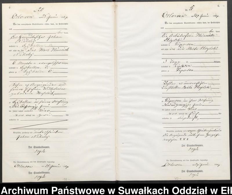 image.from.unit.number "Sterbe-Neben-Register des Preussischen Standes-Amtes Orlowen Kreis Lötzen"