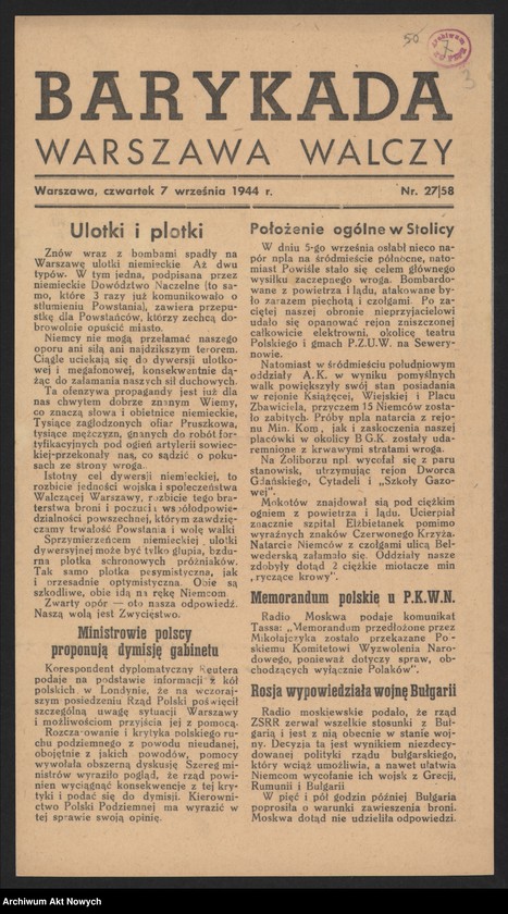 image.from.collection.number "Powstanie warszawskie w prasie konspiracyjnej111"