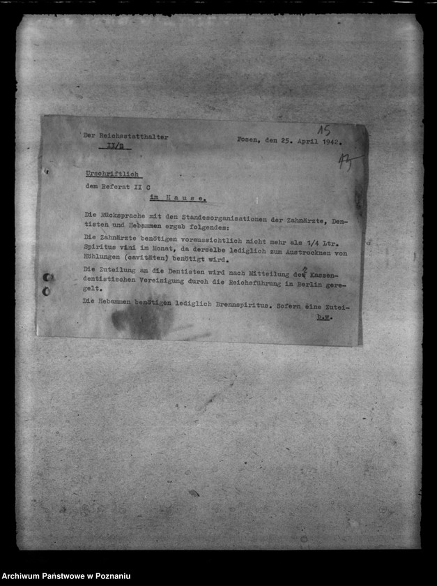 Obraz 19 z jednostki "Belieferung der Tierärzte und Medinzinalpersonen"