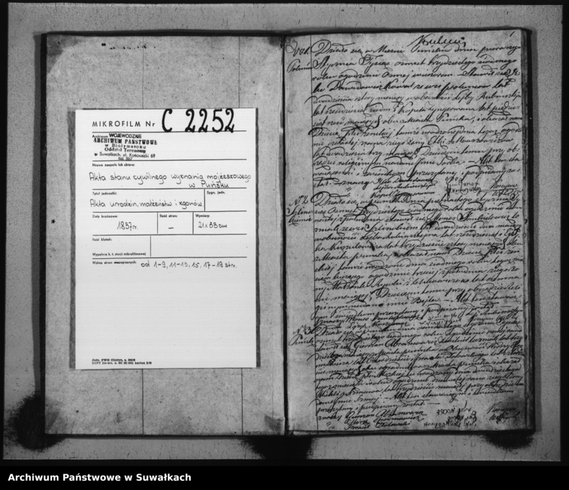 image.from.unit.number "Duplikat Aktów Urodzonych, Zaślubionych i Umarłych Urzędnika Stanu Cywilnego Wyznania Mojżeszowego Okręgu Puńsk z roku 1837."