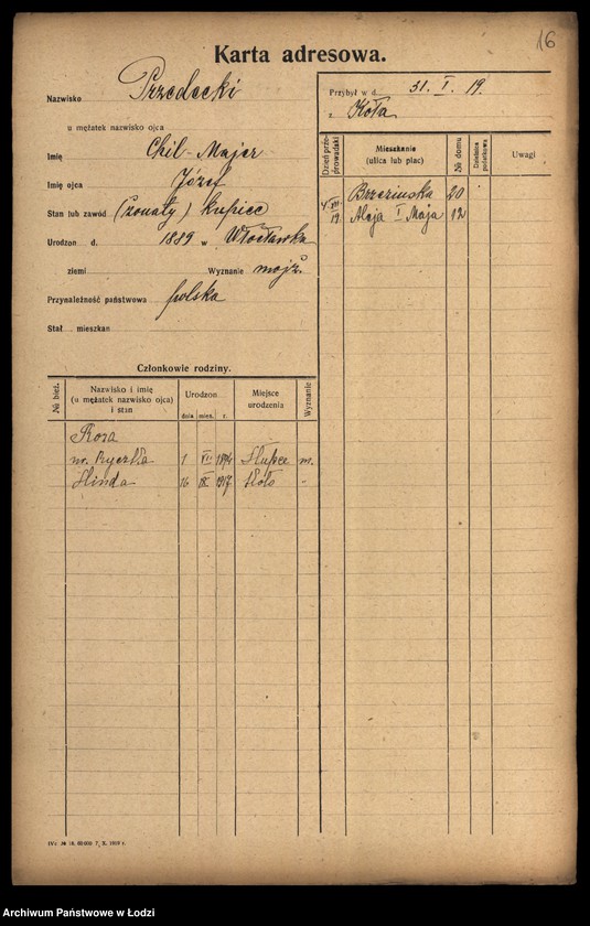 Obraz 18 z jednostki "[Spis ludności Łodzi] Przedbórz-Przybyliński"