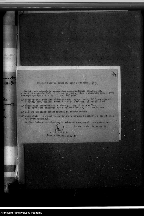 image.from.unit.number "Zatwierdzenie zakładu przemysłowego /fabryki makaronu/  Aldo- Germanini i Spółka w Poznaniu"