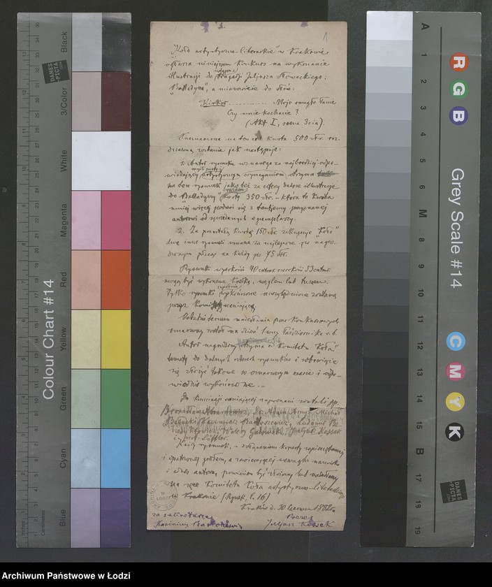 image.from.unit.number "[Akta dotyczące Juliusza Kossaka i jego działalności w "Kole Artystyczno - Literackim"]"