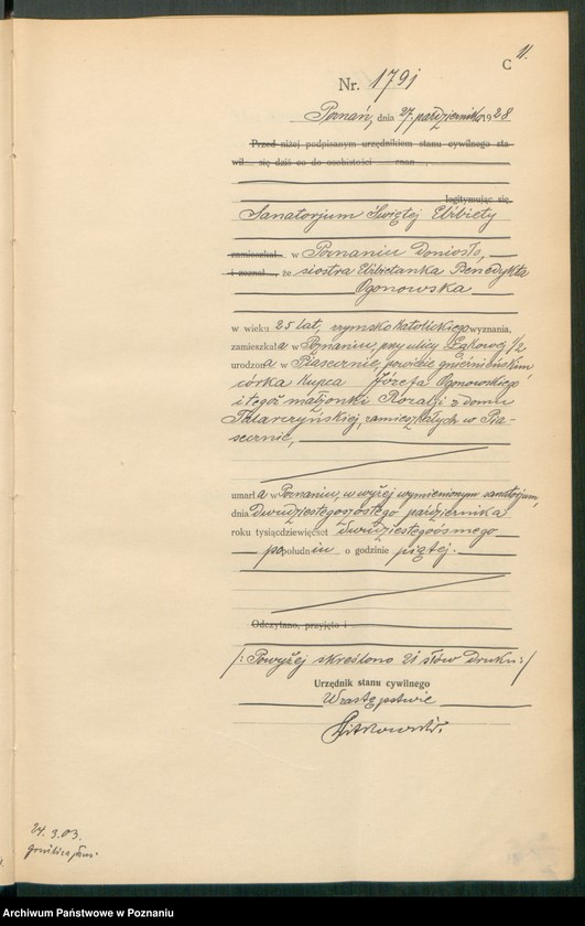 Obraz 13 z jednostki "Księga miejscowa zgonów tom IV [Rejestr główny zgonów]"