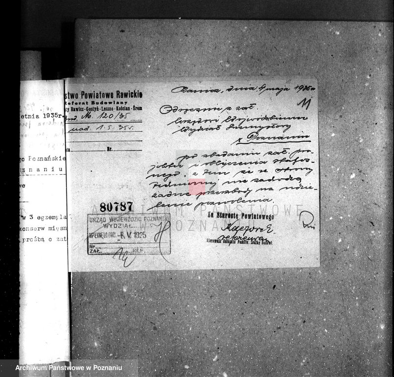 Obraz 15 z jednostki "Zatwierdzenie zakładu przemysłowego / Rozbudowa Rzeźni Miejskiej, - oddział konserw miejskich Zarząd Miejski w Kościanie"