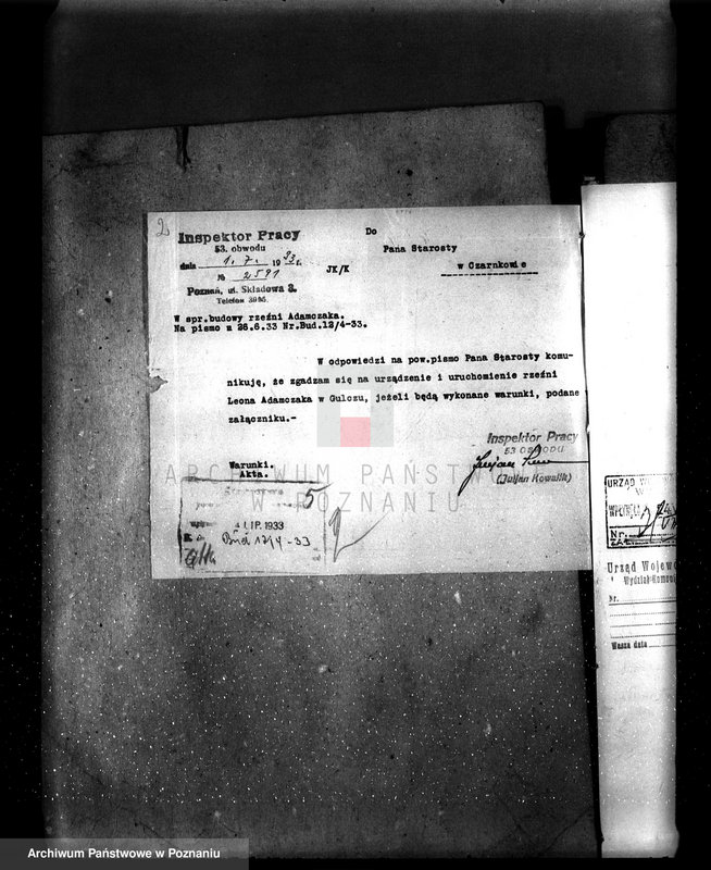 Obraz 6 z jednostki "Zatwierdzenie zakładu przemysłowego rzeźni Leona Adamczaka w Gulczu pow. czarnkowski"