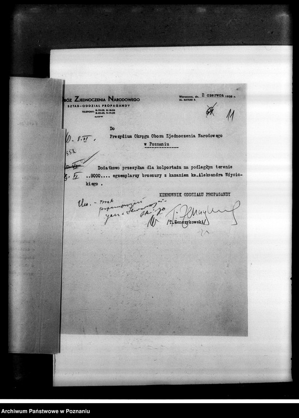 Obraz 14 z jednostki "Materiały programowe Obozu Zjednoczenia Narodowego - odezwy, korespondencja w sprawach organizacyjnych i personalnych"