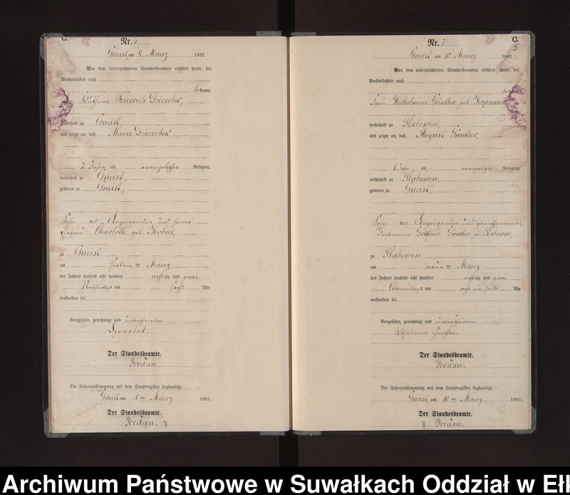 Obraz 8 z jednostki "Sterbe-Neben-Register des Königlich Preussischen Standes-Amtes Gneist Kreis Loetzen"
