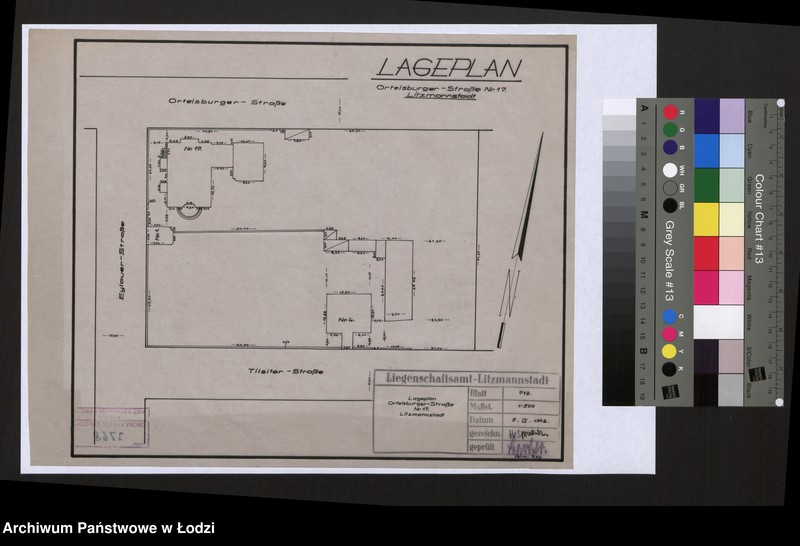 Obraz 1 z jednostki "Lageplan Ortelsburger Straße Nr 17 Litzmannstadt"