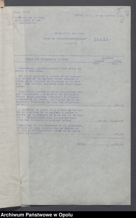 Obraz 8 z jednostki "Service du Genie-Casenement-Cantonnement  /Korespondencja i zarządzenia z zakresu rozlokowania wojska, przydziały koszar/ 4.02.- 10.09.1921"