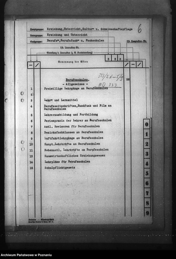 Obraz 10 z jednostki "Aktenplan der Berufs-, Berufsfach- und Fachschulen"