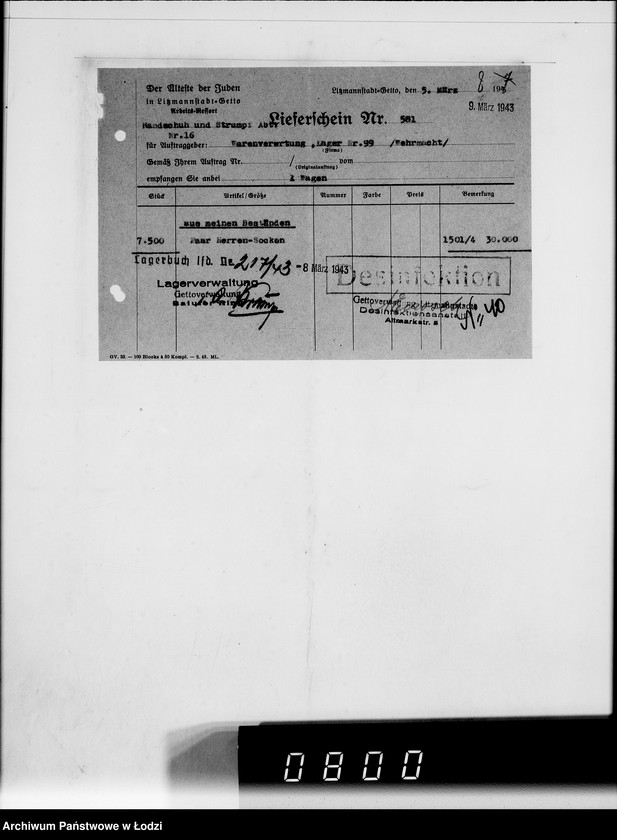 Obraz 12 z jednostki "Heeresbekleidungsamt Posen Warenverwertung an den Juden Ältesten. Textilwaren"