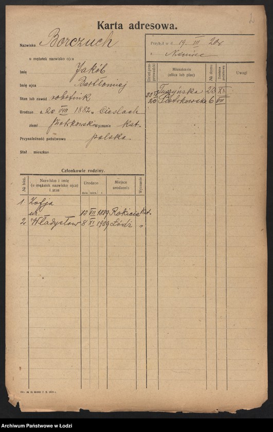 Obraz 4 z jednostki "[Spis ludności Łodzi] Borczuch - Borkowski"