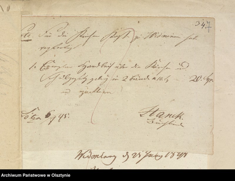 image.from.unit.number "Beläge zur Rechnung der Kirchen Kasse zu Widminnen"