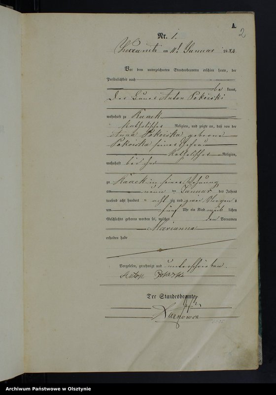 Obraz z jednostki "Geburts-Haupt-Register Nr 1 - 86,1 - 76,1 - 80 i 1 - 96"