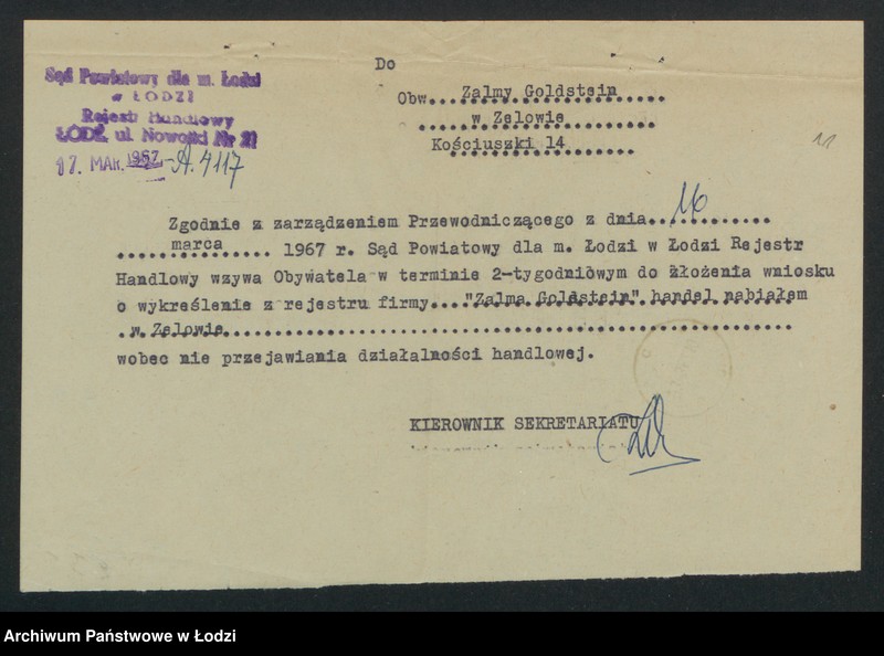 image.from.unit.number "Zalma Goldstein- handel nabiałem"