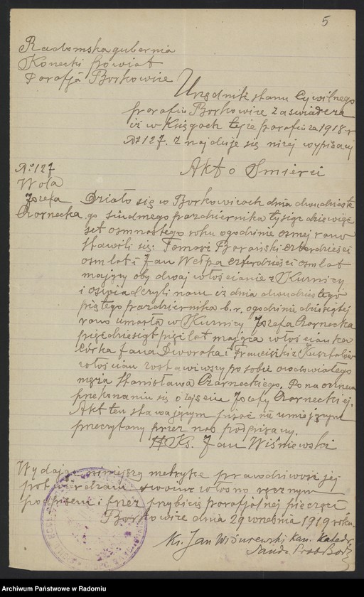 image.from.unit.number "[Załączniki do akt metrykalnych parafii Chlewiska z 1919 roku]"