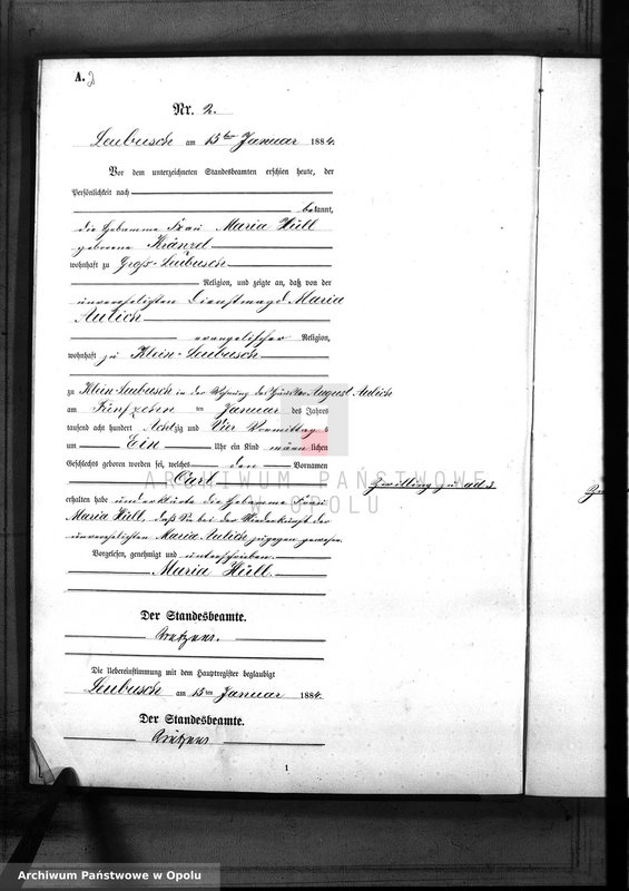 image.from.unit.number "Geburts-Neben-Register Standes-Amt Leubusch 1884"
