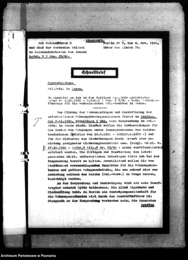 Obraz 17 z jednostki "Allgemeine Wohnungsfragen der Polizeiverwaltung Posen"