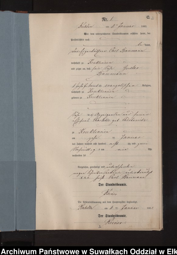 image.from.unit.number "Sterbe-Neben-Register des Preussischen Standes-Amtes Stasswinnen Kreis Loetzen"