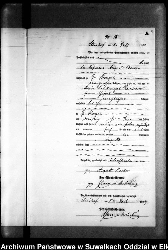 image.from.unit.number "Geburts-Neben-Register des Preussischen Standes-Amtes Gr. Strengeln Kreis Angerburg"