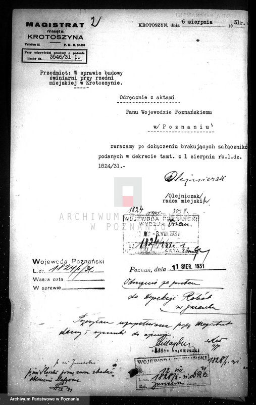 image.from.unit.number "Zatwierdzenie projektu zakładu przemysłowego /Rzeźni/ nr 460 własność Magistratu m. Krotoszyna"