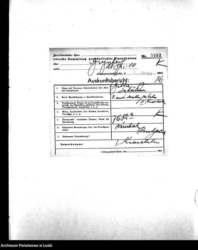 Obraz 19 z jednostki "[Korespondencja z wydziałami gettowymi; z osobami prywatnymi w różnych krajach w sprawie informacji o mieszkańcach getta]"