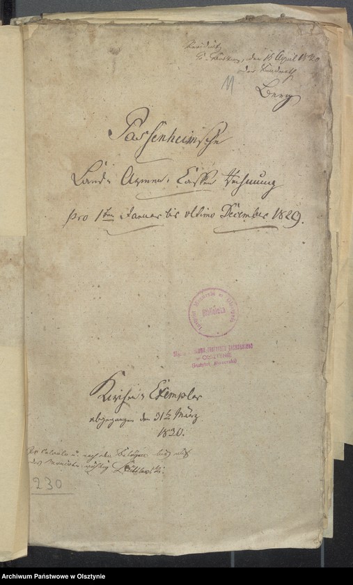 image.from.unit.number "Passenheimsche Land Armen-Cassen-Rechnung"