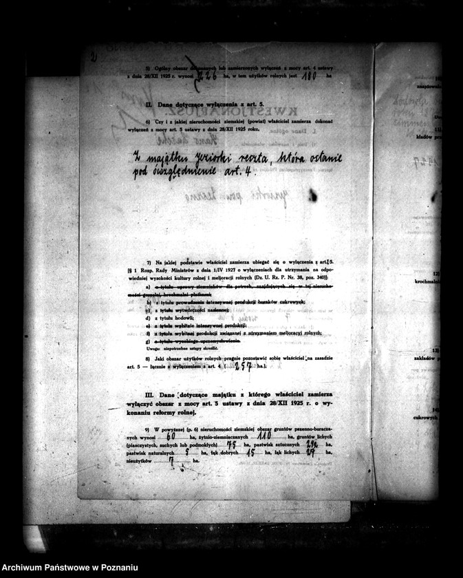 Obraz 7 z jednostki "Majątek Jeziorki powiatu leszczyńskiego wyłączenie z art. 4/5 ustawy o reformie rolnej Hans Hasche ."