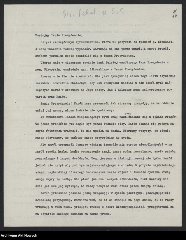 image.from.unit.number "Raczkiewicz Władysław; Załączniki: telegram S. Strakacza do W. Raczkiewicza (rękopis); L.22 (odpowiedzi - rękopis, maszynopisy)"