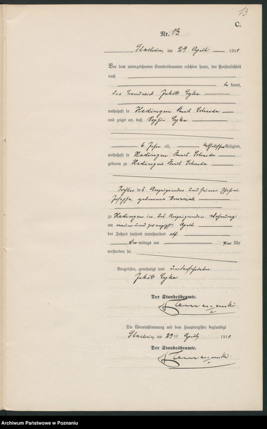 Obraz 16 z jednostki "Sterbe-Neben-Register"