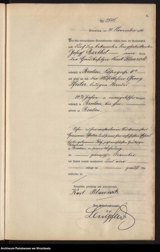 image.from.unit.number "Sterbe-Haupt-Register Breslau I 1904 Band 8"