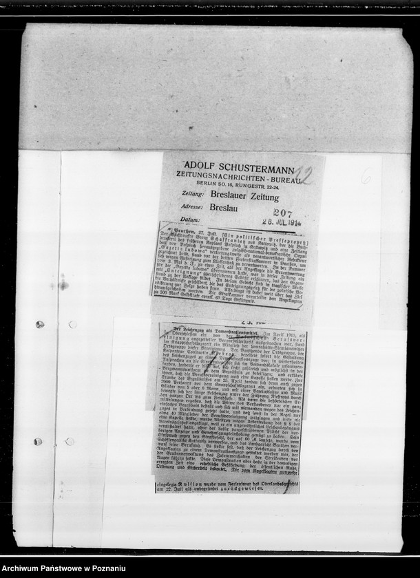 image.from.unit.number "Procesy polityczne, konfiskaty majątków. [Wycinki prasowe.]"
