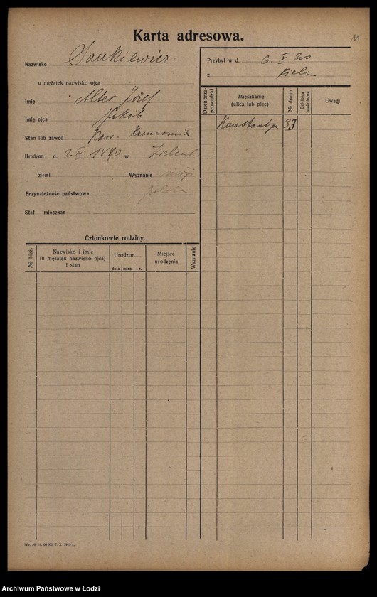 Obraz 13 z jednostki "[Spis ludności Łodzi] Samina-Sasin"