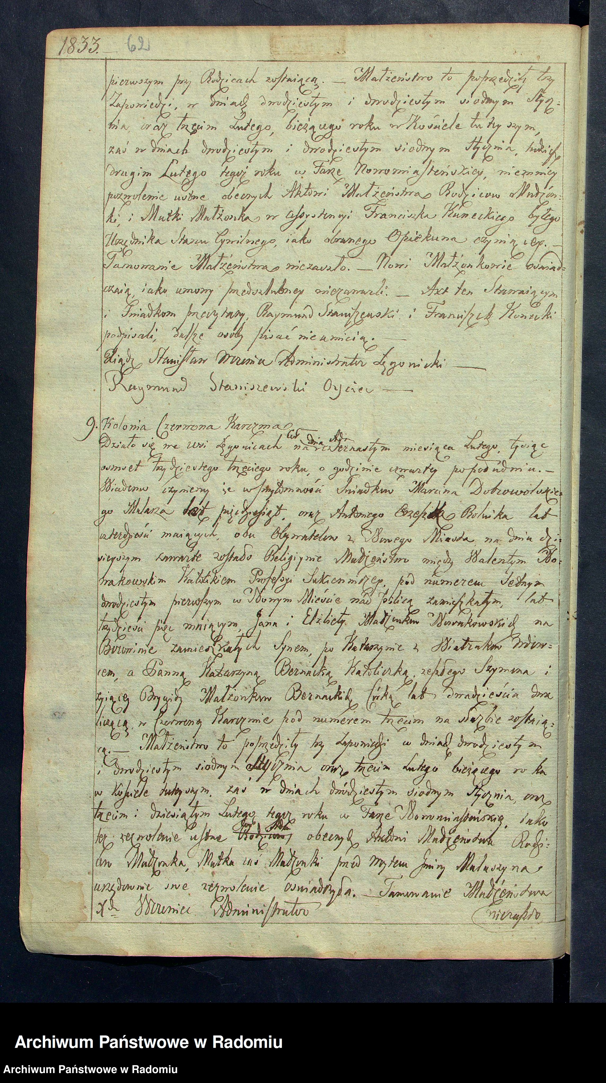 Skan z jednostki: [Unikat akt zaślubionych parafii Łęgonice Opoczyńskie za lata 1826-1913]