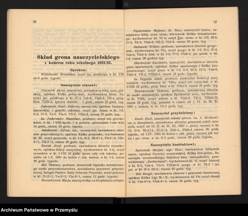 image.from.unit.number "Państwowe Gimnazjum II im. Augusta Witkowskiego w Jarosławiu. Sprawozdanie za rok szkolny 1931/32"