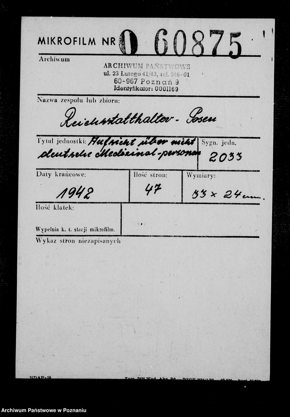 Obraz 2 z jednostki "Aufsicht über nicht deutsche Medizinalpersonen"