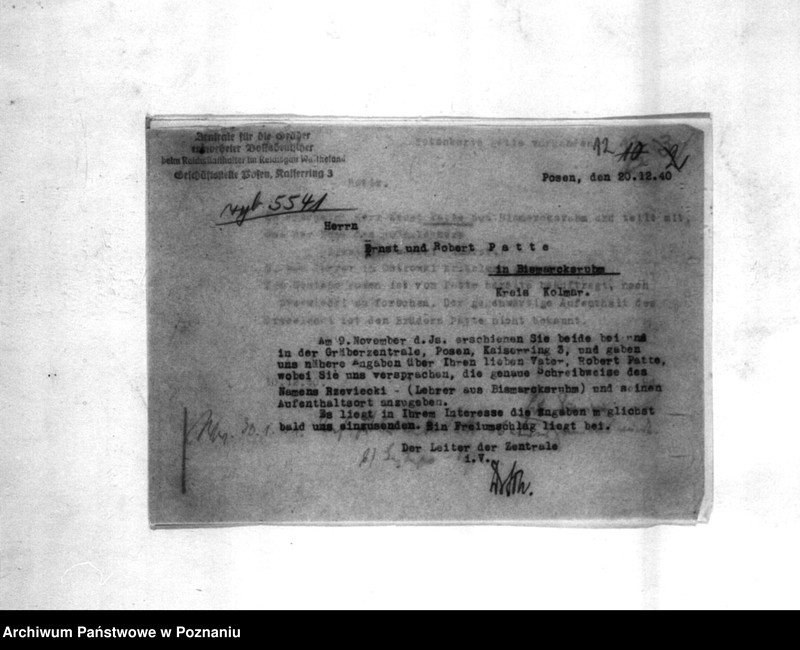 Obraz 16 z jednostki "Korespondencja w sprawie wytoczenia procesów sądowych Polakom, podejrzanym o zabójstwo miejscowych Niemców w 1939roku"