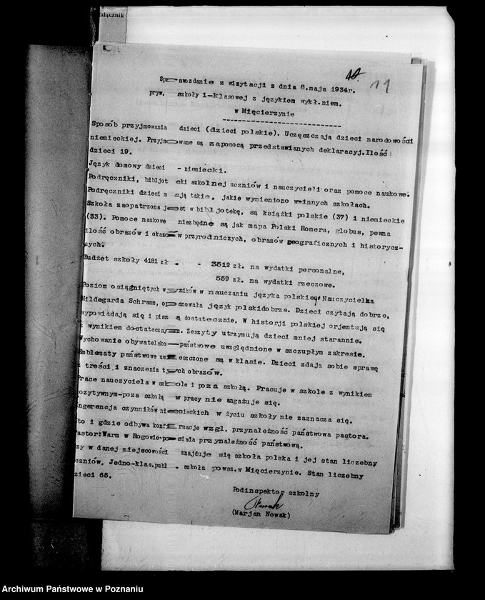 Obraz 15 z jednostki "Prywatna Szkoła Powszechna z niemieckim językiem nauczania w Mięcierzynie powiat Żnin"