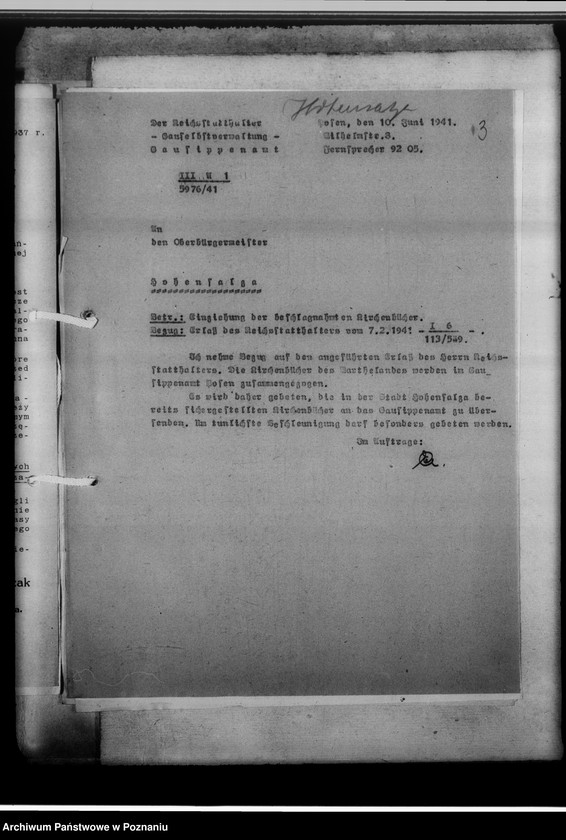 Obraz 7 z jednostki "Einziehungsprotokolle [ksiąg kościelnych] Hohensalza-Stadt [miasto Inowrocław]"