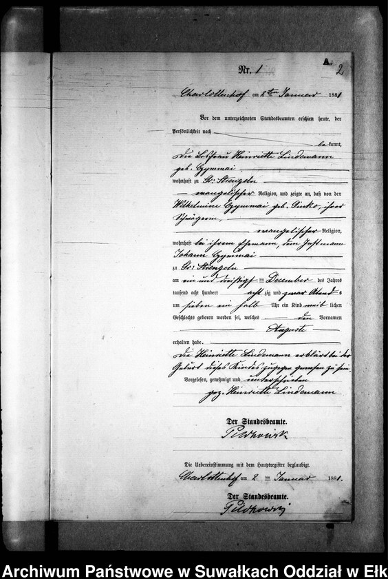 image.from.unit.number "Geburts-Neben-Register des Preussischen Standes-Amtes Gr. Strengeln Kreis Angerburg"